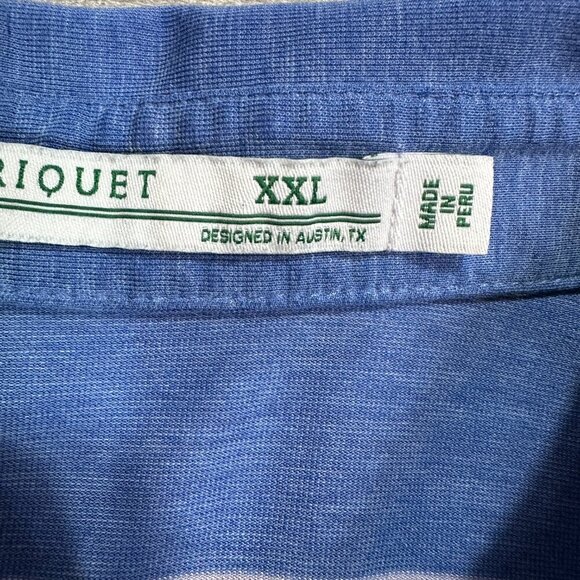 Criquet Shirt Mens Size XXL Blue Striped Golf Polo Golfer Embroidered - Picture 11 of 13